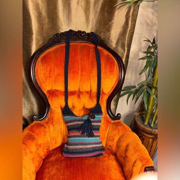 The Sak Handbags - The Sak Crochet Shoulder Bag Strap Tote Striped Multi Color Boho Purse